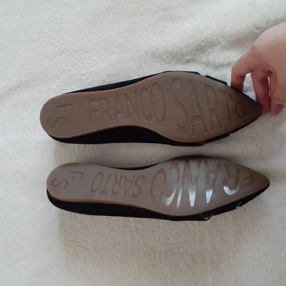 Franco Sarto Women's Size 9 Halissa Black Suede Pointed Toe Criss Cross Flats - Picture 8 of 12